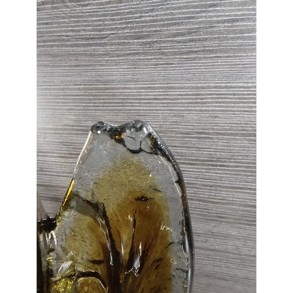 Vintage MCM Art Glass Amber Clear Triple Jack In The Pulpit 18.5 Sculpture Decor